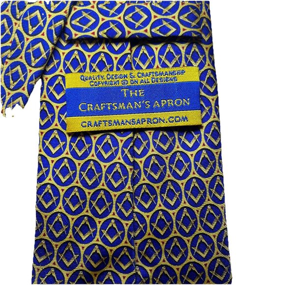 The Craftsman's Apron Masonic Royal Arch Symbol Silk Tie Blue Gold Maroon - Picture 6 of 7